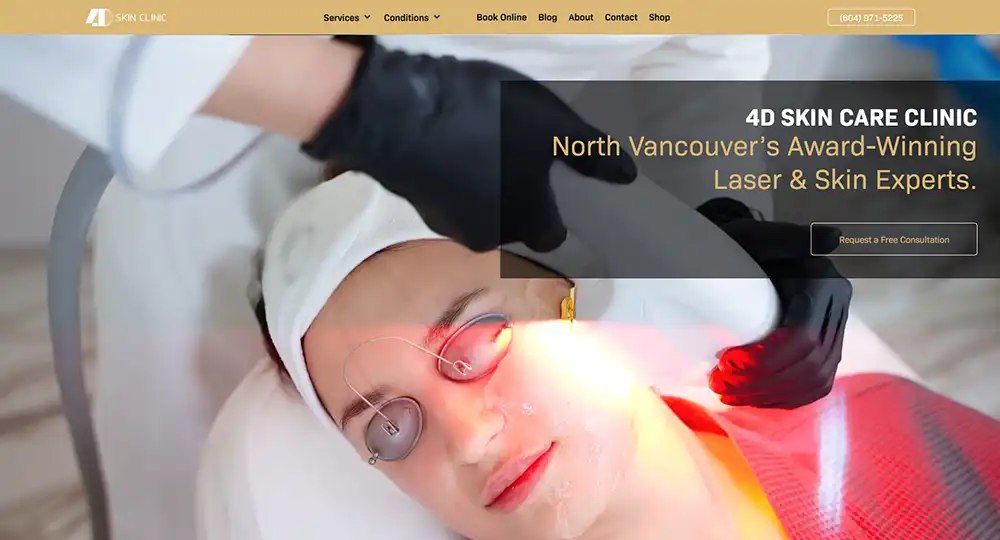 4D Skin Care Clinic, Laser & Skin care website design cover image | | Best Website Design in North Vancouver Canada