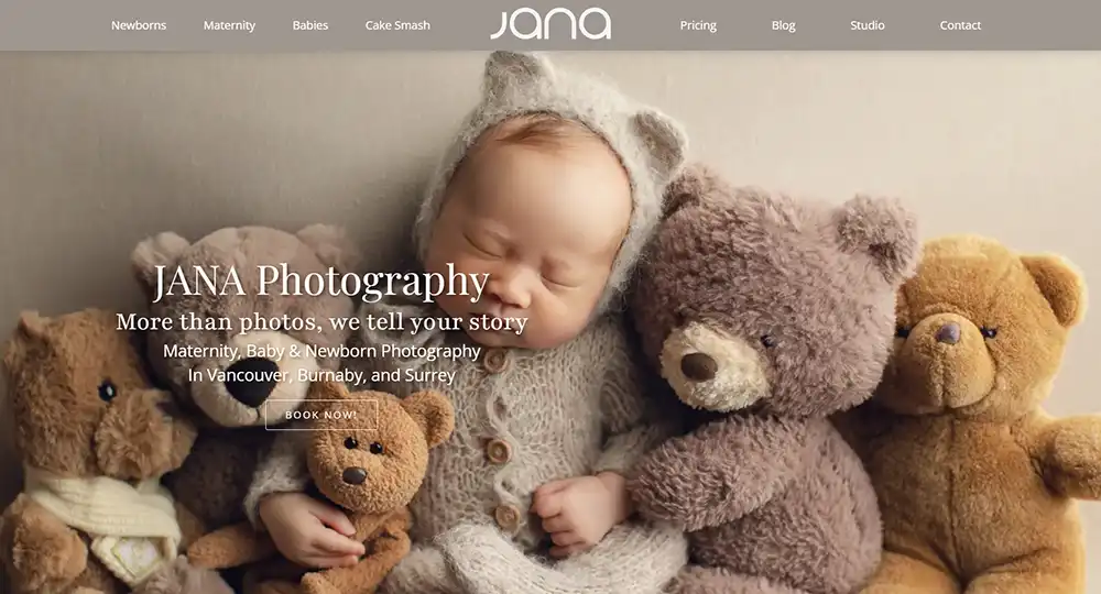 Jana Photography, baby & new born website design cover image | Best Website Design in Vancouver